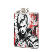 Cyberpunk Warrior Graffiti Flask – Rood, Zwart Heupfles (Links)