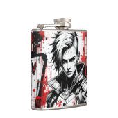 Cyberpunk Warrior Graffiti Flask – Rood, Zwart Heupfles (Rechts)