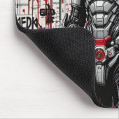 Cyberpunk Warrior Graffiti Mousepad – Rood, Zwart Muismat (Hoek)
