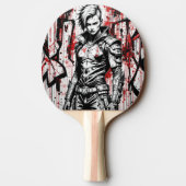 Cyberpunk Warrior Graffiti Ping Pong Paddle Tafeltennisbatje (Achterkant)