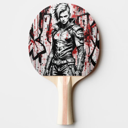 Cyberpunk Warrior Graffiti Ping Pong Paddle Tafeltennisbatje (Achterkant)