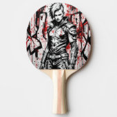 Cyberpunk Warrior Graffiti Ping Pong Paddle Tafeltennisbatje (Voorkant)