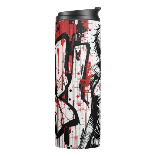 Cyberpunk Warrior Graffiti - Thermal Tumbler Thermosbeker (Gedraaid links)