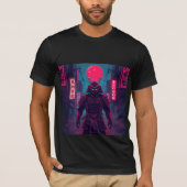 Cyberpunk Warrior Under Red Moon T-shirt (Voorkant)