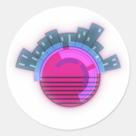 Cyberpunk Wereldstad Ronde Sticker