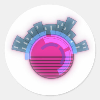 Cyberpunk Wereldstad Ronde Sticker