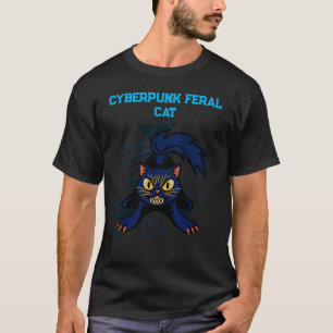 Cyberpunk Wilde Kat Futuristische Neon Kat T-Shirt