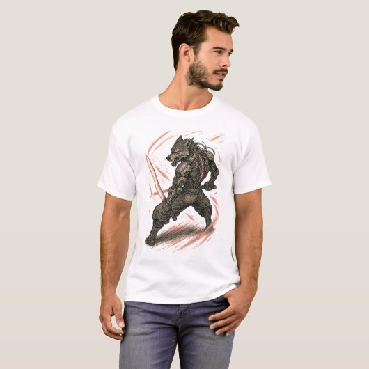 Cyberpunk Wolf (Blade Master) T-shirt (Voorkant volledig)