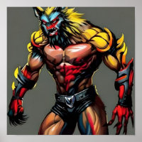 Cyberpunk Wolf Digitale Kunst – Neon Futuristische