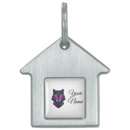 Cyberpunk Wolf Neon Art Personalizable Name Mug -  Huisdieren Naamplaatje