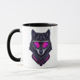 Cyberpunk Wolf Neon Art Personalizable Name Mug -  Mok