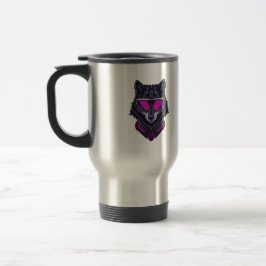 Cyberpunk Wolf Neon Kunst Aanpasbare Naam Mok -