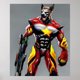 Cyberpunk Wolf, Werewolf Art Digitale download Poster
