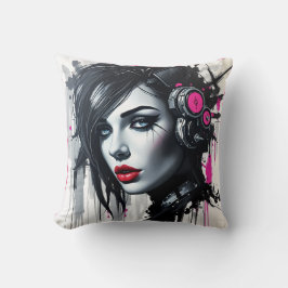 Cyberpunk Woman - Edgy Sci-Fi-kunst Kussen