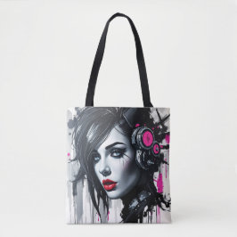 Cyberpunk Woman - Edgy Sci-Fi-kunst Tote Bag