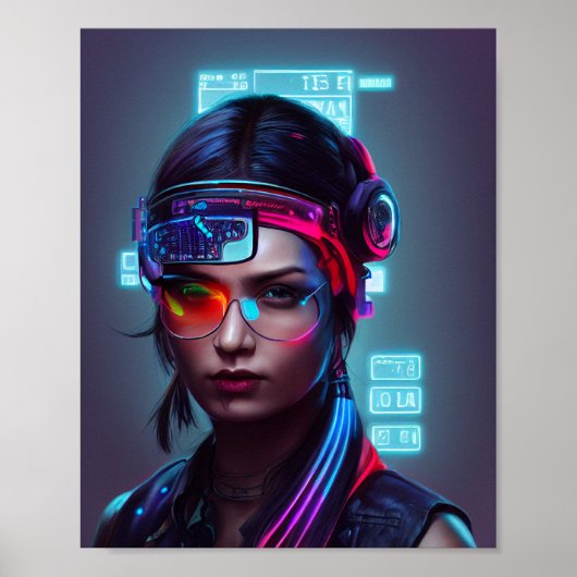 Cyberpunk Woman Poster (Voorkant)