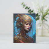 Cyberpunk Woman Science Fiction Briefkaart (Staand voorkant)