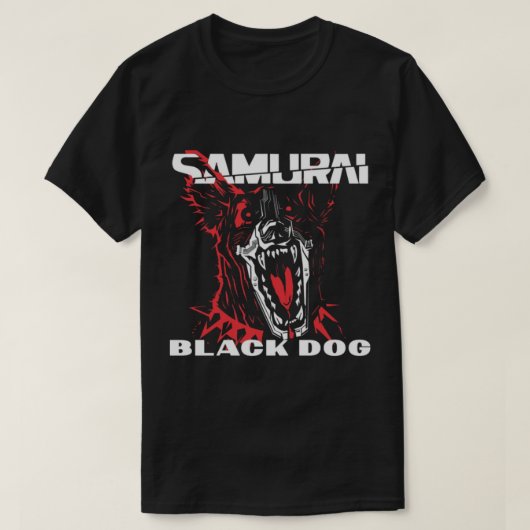 Cyberpunk zwarte hond samurai Classic T-Shirt (Design voorkant)