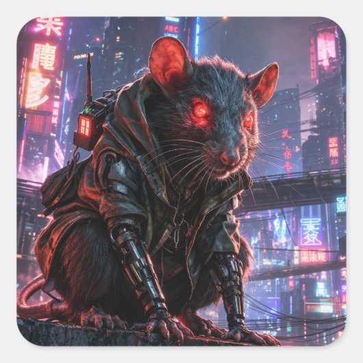 CyberRat Vierkante Sticker (Voorkant)