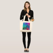Cyberrooster: een spectrum van licht grote tote bag (Voorkant (model))