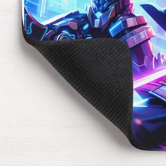 CyberSamurai vs. Mech Warrior-Neon Battle Mousepad Muismat (Hoek)