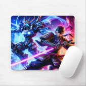 CyberSamurai vs. Mech Warrior-Neon Battle Mousepad Muismat (Met muis)