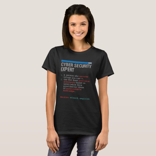 Cybersecurity Expert Programming Definition T-shirt (Voorkant volledig)
