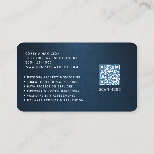 Cybersecurity Service Technicus QR-code Visitekaartje (Achterkant)