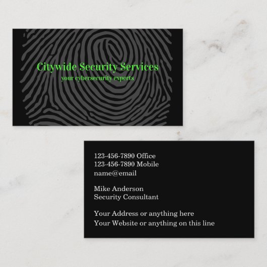 Cybersecurity Services dubbelzijdig Visitekaartje (Voorkant / Achterkant)