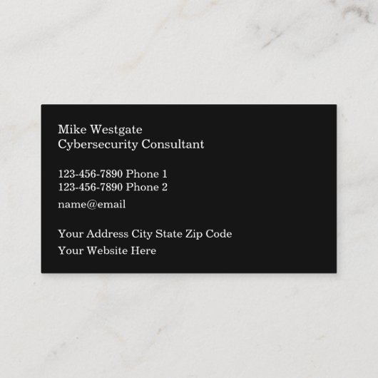 Cybersecurity Services Modern Double Side Visitekaartje (Achterkant)