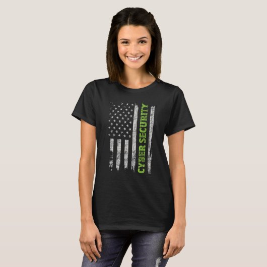 Cybersecurity - USA Flag Computer Engineer Program T-shirt (Voorkant volledig)