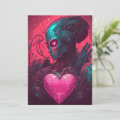 "CyberValentijn" Ontwerp van Cybernetische vrouw Feestdagenkaart (Staand voorkant)