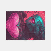 "CyberValentijn" Ontwerp van Cybernetische vrouw Fleece Deken (Voorkant (Horizontaal))