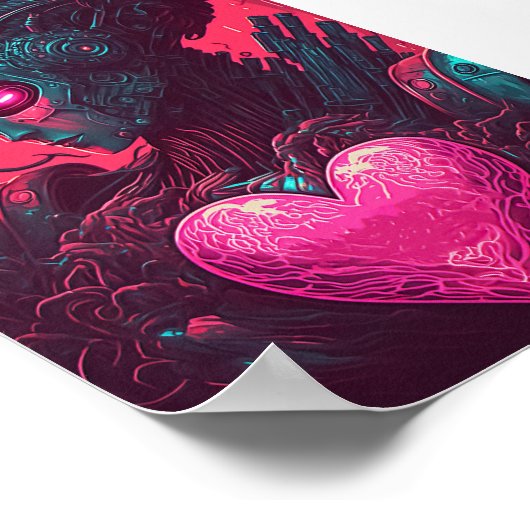 "CyberValentijn" Ontwerp van Cybernetische vrouw Poster (Hoek)