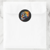 Cybervlam schedel ronde sticker (Tas)