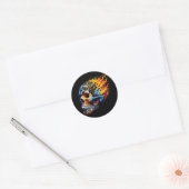 Cybervlam schedel ronde sticker (Envelop)