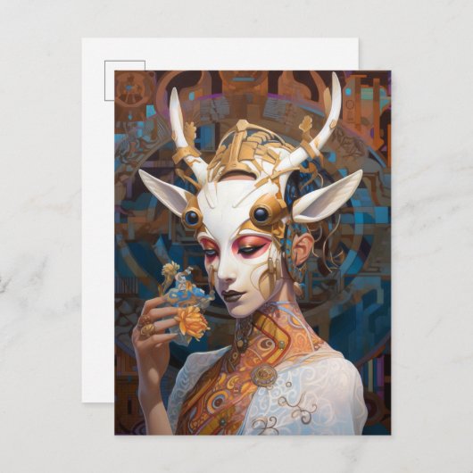 Cyborg Antelope Woman Robot Science Fiction Briefkaart (Voorkant / Achterkant)