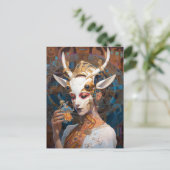 Cyborg Antelope Woman Robot Science Fiction Briefkaart (Staand voorkant)