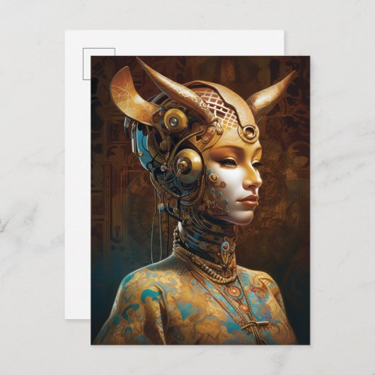 Cyborg Antelope Woman Robot Science Fiction Briefkaart (Voorkant / Achterkant)