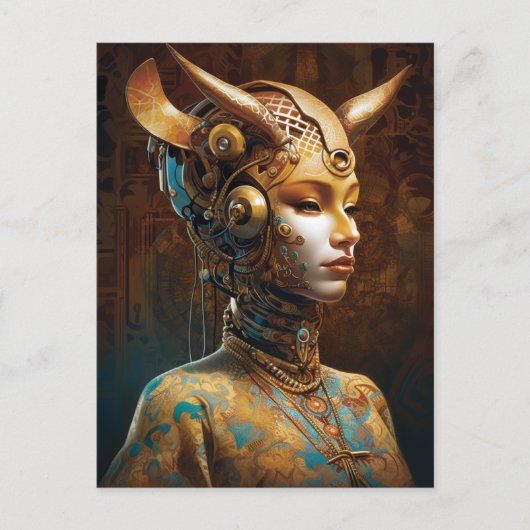 Cyborg Antelope Woman Robot Science Fiction Briefkaart (Voorkant)