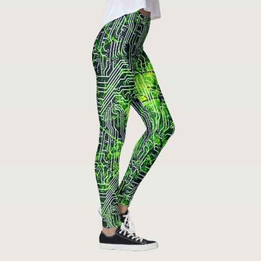 Cyborg Assimilation Circuit Board Grunge Pattern Leggings (Rechts)