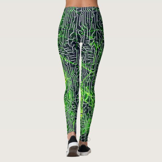 Cyborg Assimilation Circuit Board Grunge Pattern Leggings (Achterkant)