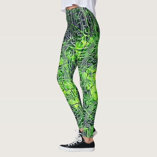 Cyborg Assimilation Circuit Board Grunge Pattern Leggings (Links)