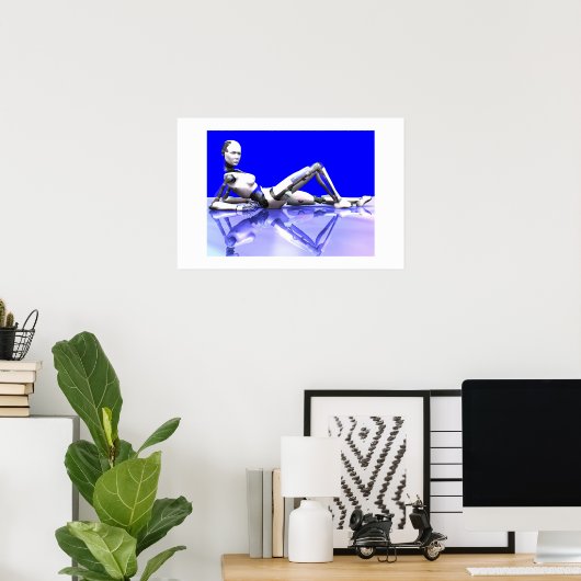 Cyborg Blue Poster (Thuiskantoor)