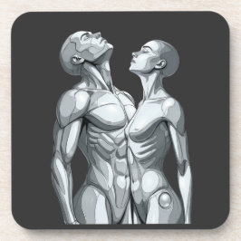 Cyborg Couple Square Hard Plastic Coasters Bier Onderzetter