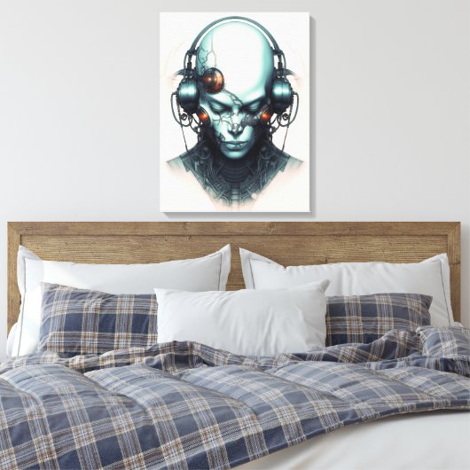 Cyborg Cyberpunk DJ Canvas Afdruk (Insitu (Slaapkamer))