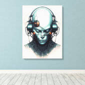 Cyborg Cyberpunk DJ Canvas Afdruk (Insitu (Houten vloer))