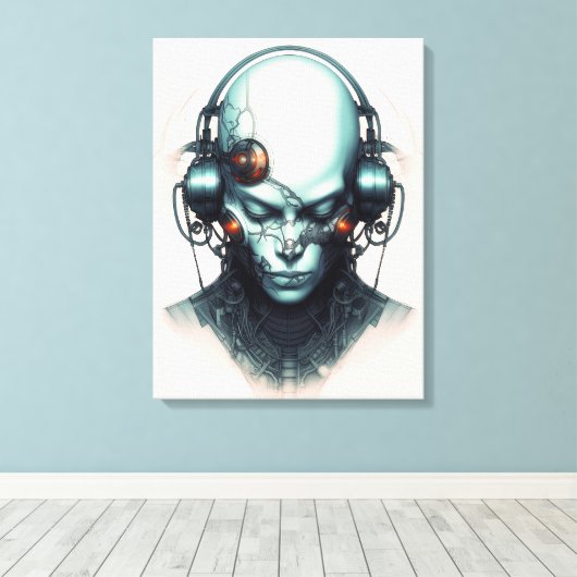 Cyborg Cyberpunk DJ Canvas Afdruk (Insitu (Houten vloer))
