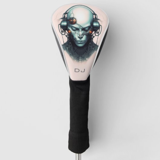 Cyborg Cyberpunk DJ monogram Golfheadcover (Voorkant)