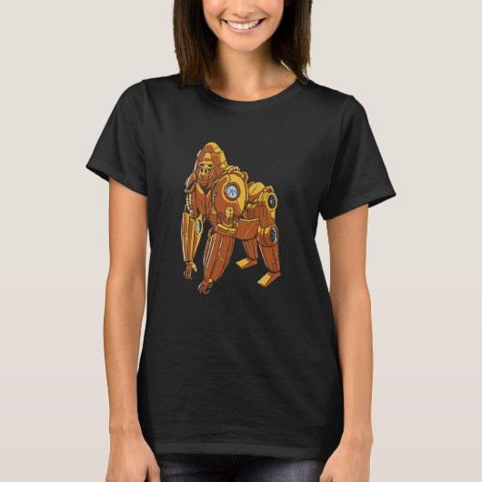 Cyborg gorilla monkey stenpunk robotic t-shirt (Voorkant)